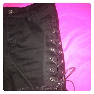 Fashion Nova lace up black shorts